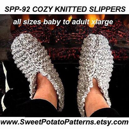 Cosy Knitted Slippers All Sizes!  | Knitting Pattern by SweetPotatoPatterns