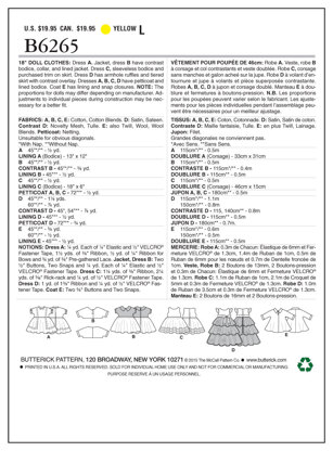 Butterick 18 Doll Clothes B6265 - Sewing Pattern