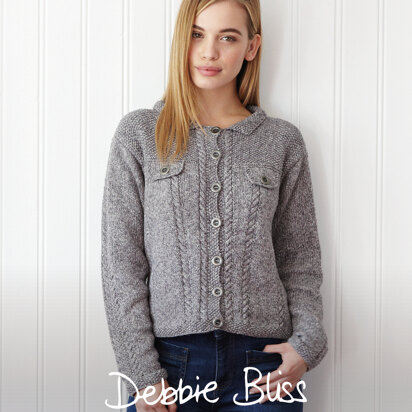 "Sienna Jacket" - Jacket Knitting Pattern For Women in Debbie Bliss Cotton Denim DK - DBS049