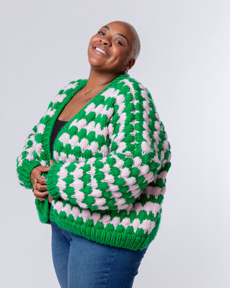 Ladies Womens Bubble Bobble Sleeve Knitted Cardigan Chunky Knit