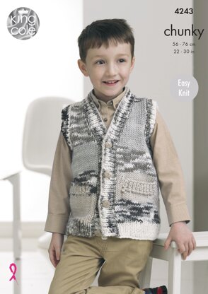 Slipovers & Waistcoats in King Cole Big Value Multi Chunky - 4243 - Downloadable PDF