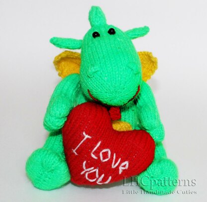 Denny Dragon Knitting Pattern, Knitted Dragon, Dinosaur Knitting Pattern