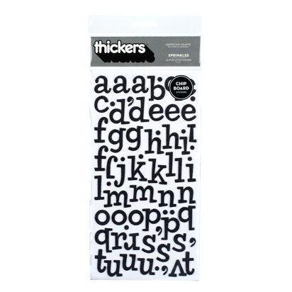 American Crafts Thickers Sprinkles Alphabet Chipboard Black Glitter (134 Piece)