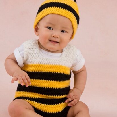 Little Baby Bee Playsuit & Hat in Red Heart Anne Geddes Baby - LW3348