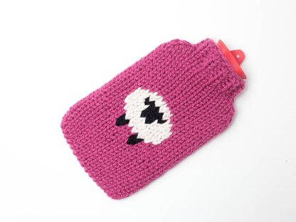 Pink Sheep Chunky Hot Water Bottle Cover