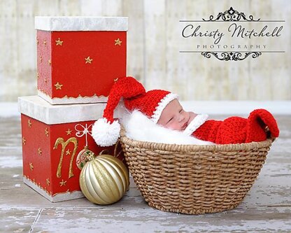 Christmas Stocking Cocoon & Santa Hat Photo Prop