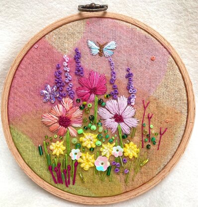 Rowandean Cosmos and Foxgloves Embroidery Kit