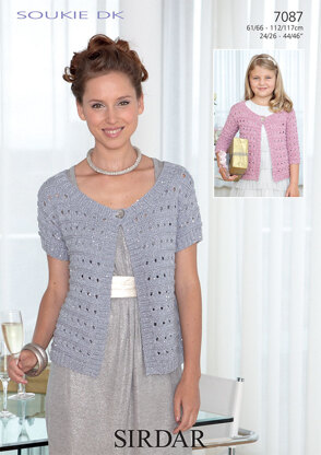 3/4 and Short Sleeved Cardigans in Sirdar Soukie DK - 7087 - Downloadable PDF