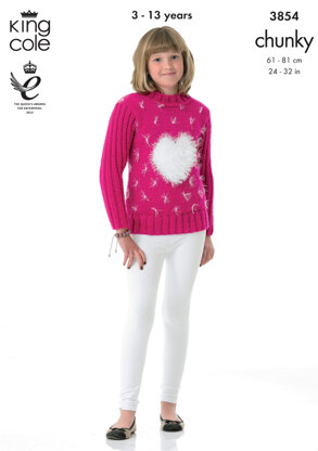Girls' Sweaters in King Cole Big Value Chunky - 3854