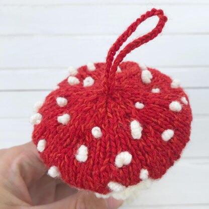 Knitted Fly Agaric Ornament Pattern: Christmas Toadstool Toy (PDF Tutorial)