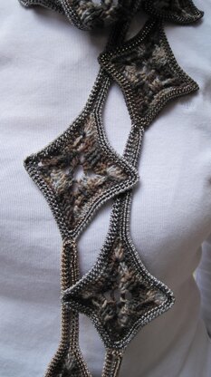 Bead Crocheted Scarf:  Not Your Granny's Granny Square Scarf