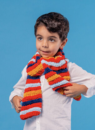 Super Striped Scarf - Free Knitting Pattern For Kids in Paintbox Yarns Chenille by Paintbox Yarns