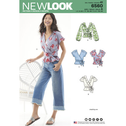 New Look 6560 Women's Wrap Tops 6560 - Paper Pattern, Size A (8-10-12-14-16-18-20)