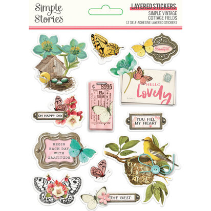 Simple Stories Simple Vintage Cottage Fields - Layered Stickers