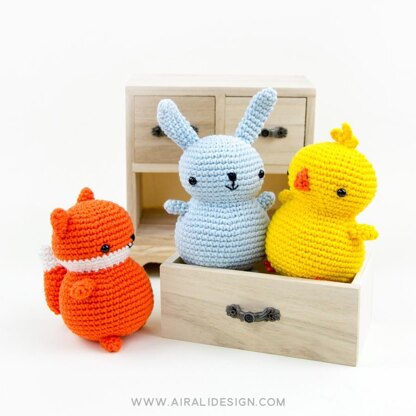 Chubby friends: bunny, chick and fox