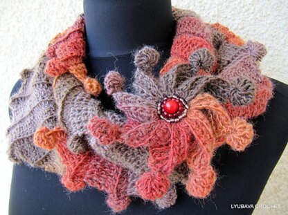 Multicolor Scarf "Fantasy" With Flower Tutorial