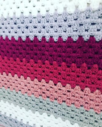 Granny Stripe Crochet Blanket with Crab Stitch Border