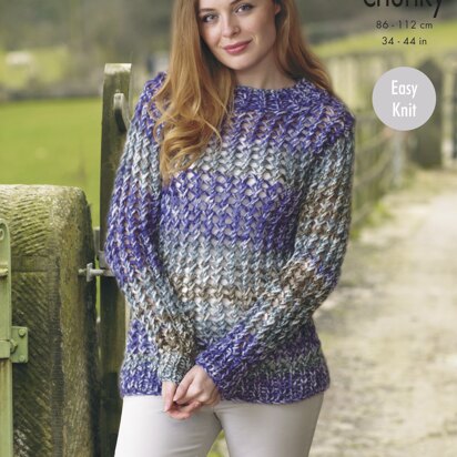 Sweater & Short Sleeved Top in King Cole Super Chunky - 4756 - Downloadable PDF