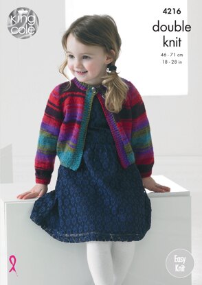 Girls Cardigans in King Cole Big Value Baby DK Or Flash DK - 4216 - Downloadable PDF