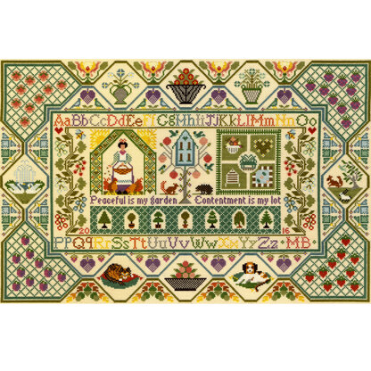 Bothy Threads Peaceful Garden Sampler Cross Stitch Kit - 34cm x 51cm