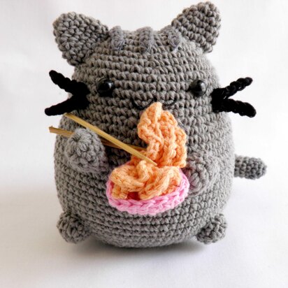 Pusheen Cat eating Ramen Amigurumi crochet doll pattern