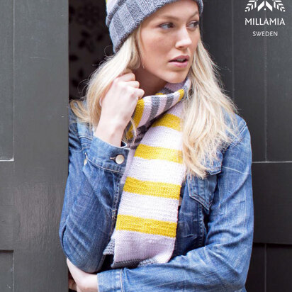 "Linn Scarf & Hat" - Hat Knitting Pattern For Women in MillaMia Naturally Soft Aran