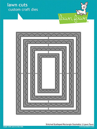 Lawn Fawn Lawn Cuts Custom Craft Stackables Dies - Outside In Stitched Scalloped Rectangle