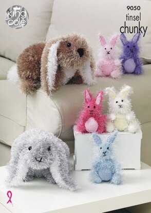 Rabbits in King Cole Tinsel Chunky & Dollymix DK - 9050 - Downloadable PDF