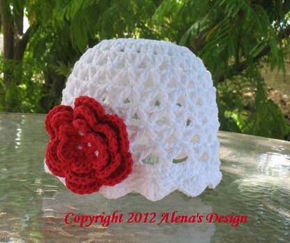 Lace Beanie Hat with Rose