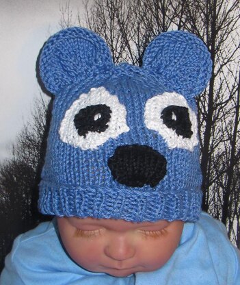 BABY BLUE BEAR BEANIE ANIMAL HAT