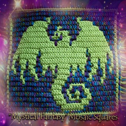 Mystical Fantasy Mosaic Crochet Square - Dragon