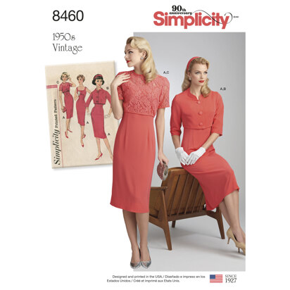 Simplicity 8460 Women's Vintage Dress and Jackets - Sewing Pattern
