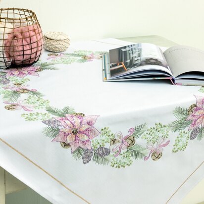 Rico Poinsettia Tablecloth Cross Stitch Kit (90 x 90 cm)