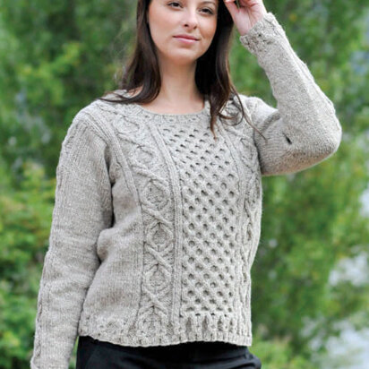 Gentle Aran Pullover in Cascade Ecological Wool - A152