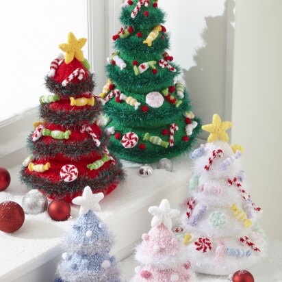 Christmas Trees in King Cole Tinsel Chunky, Glitz DK and Big Value Chunky - 9195 - Leaflet