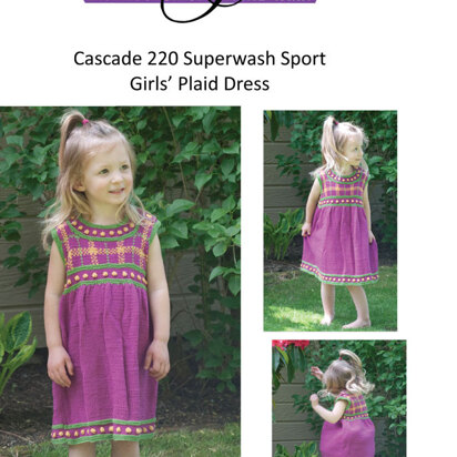 Girl's Plaid Dress in Cascade 220 Superwash Sport - DK210