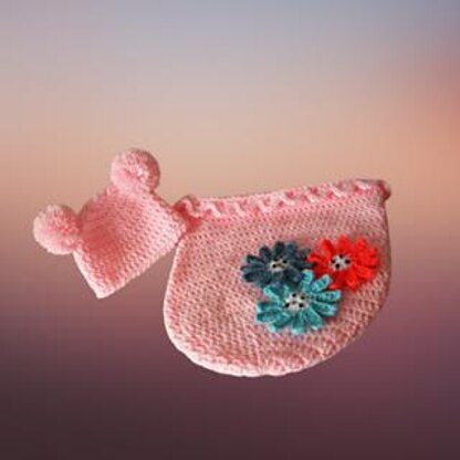 Newborn Baby Flower Cocoon & Hat