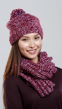 Jackie’s Hat and Scarf Set in Premier Yarns Serenity Marl - SMJAS002 - Downloadable PDF
