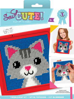 American Crafts Sew Cute! Lola Cat Needlepoint Kit - 6"X6" Stitched In Yarn