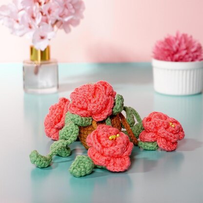 Peony Flower Basket Car Hanging