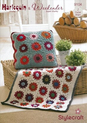 Throw/Rug & Cushion Cover in Stylecraft Weekender Super Chunky and Harlequin Chunky - 9104