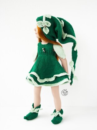 Outfit Elf for doll 16-18"  knitting flat