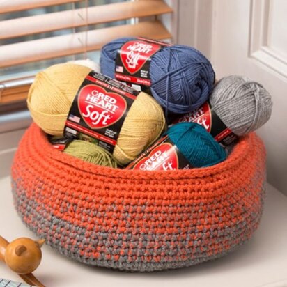 Glowing Embers Basket in Red Heart Super Saver Economy Solids - LW4265