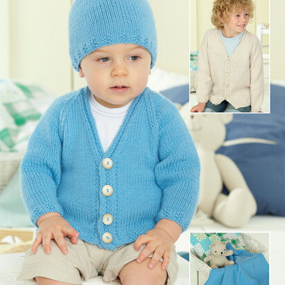 Boy's Cardigan, Hat and Blanket in Sirdar Snuggly DK - 4440 - Downloadable PDF