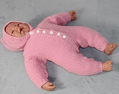 Newborn Baby Moss Stitch Hoodie Onesie