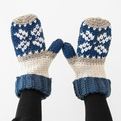 Fair Isle Crochet Mittens in Caron x Pantone - Downloadable PDF