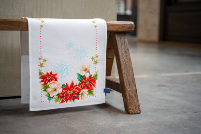 Vervaco Christmas Flowers Aida Table Runner Cross Stitch Kit - 32cm x 84cm