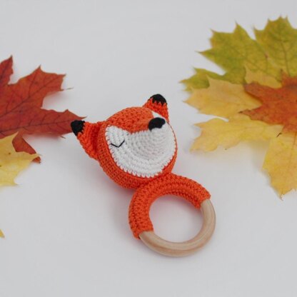 Crochet fox pattern rattle toy Amigurumi pattern baby teether