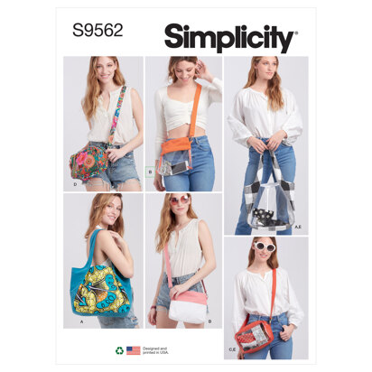 Simplicity Tote, Bags and Pouch S9562 - Paper Pattern, Size OS (One Size Only)