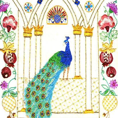 Rajmahal The Peacock Printed Embroidery Kit - 21 x 24cm